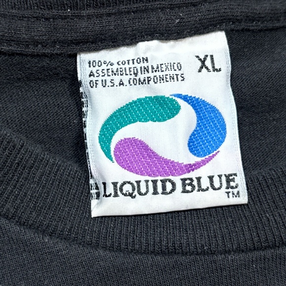 Vintage 90s Liquid Blue Indian Chief Native Skull 1999 Black T Shirt Mens XL - Picture 6 of 8